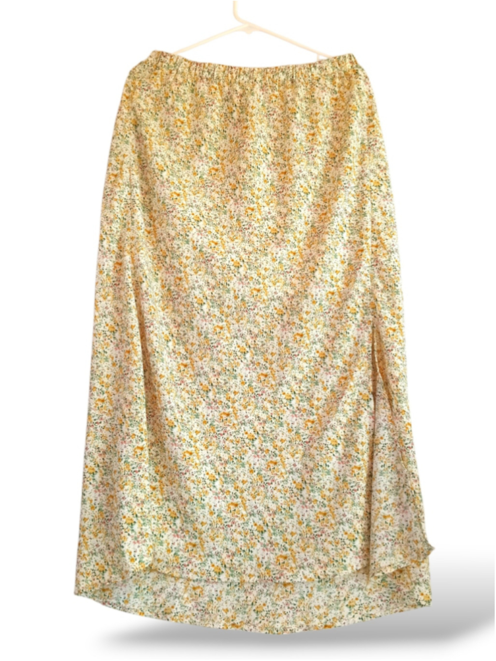 Wishlist yellow ditsy Floral Midi Skirt flowy summer cottagecore cute prairie Lg